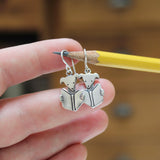 Reading Dog Dangle Earrings - Smart Funny Adorable Dog Earring made with Solid Sterling Silver