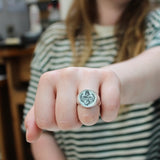 Signet Ring - Anchor Design for Men and Women - Vitreous Enamel and Sterling Silver Follow Your Heart