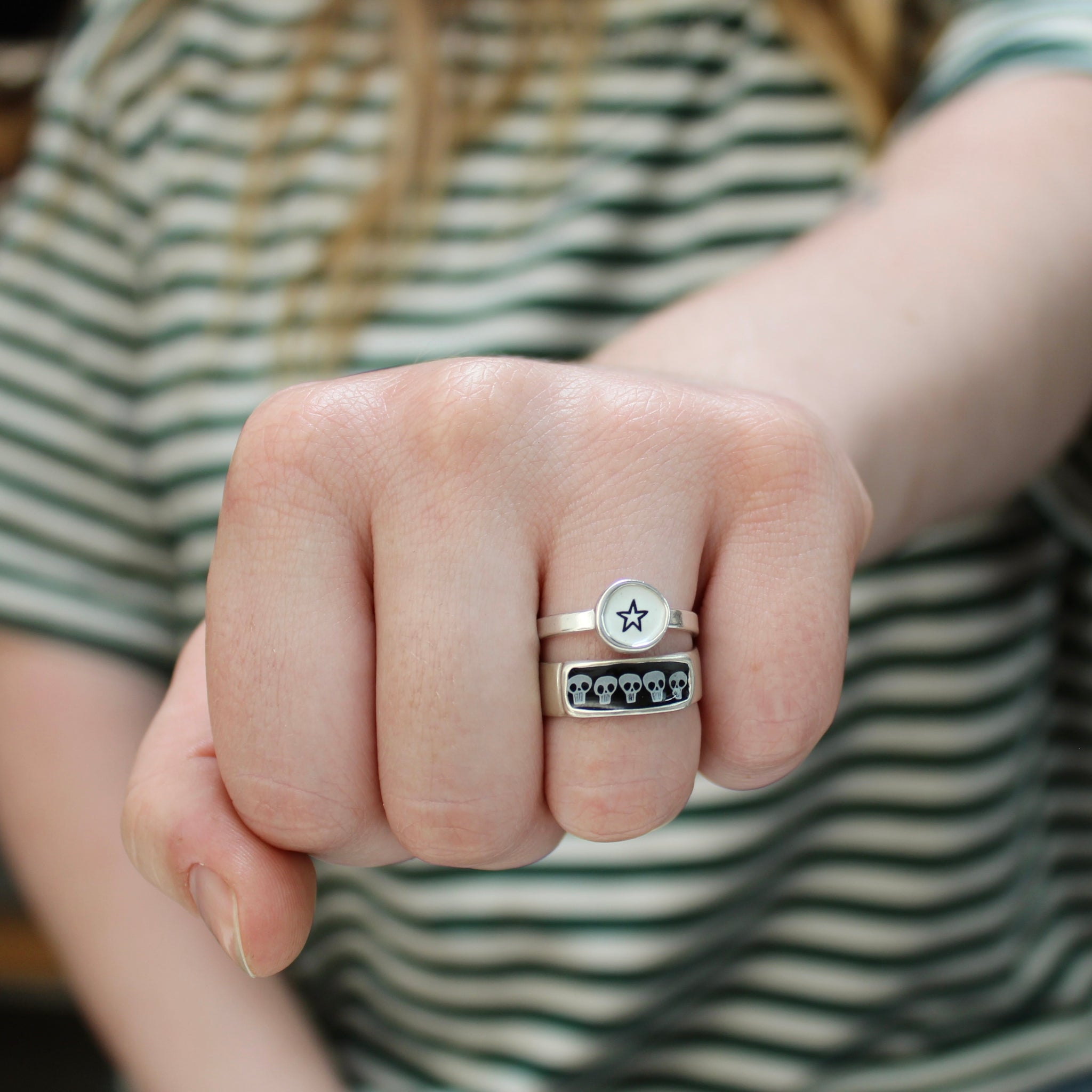 Sterling silver enamel rings online