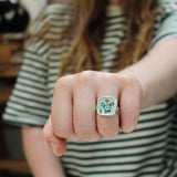 Sterling Silver and Enamel Happy Dog Ring