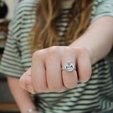 Sterling Silver and Enamel Round Love Kitty Ring