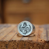 Signet Ring - Anchor Design for Men and Women - Vitreous Enamel and Sterling Silver Follow Your Heart