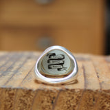 Signet Ring - Anchor Design for Men and Women - Vitreous Enamel and Sterling Silver Follow Your Heart