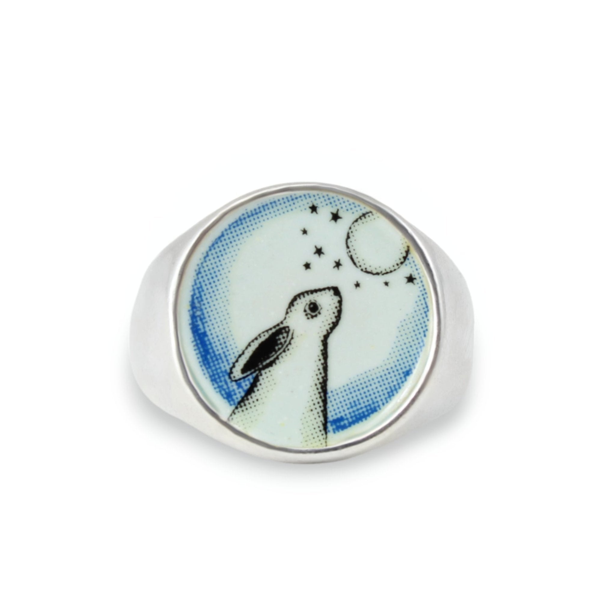 Signet Ring - Stargazing Rabbit Magical Ring for Men and Women - Vitre ...