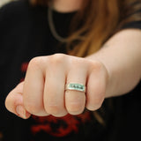 Sterling Silver and Enamel Talks to Cats Band Ring