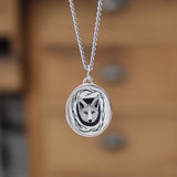 Wolf Pendant - Sterling Silver Wild Fox Coyote Dingo Charm Necklace - Vitreous Enamel and Sterling Silver on Adjustable Chain