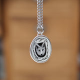 Wolf Pendant - Sterling Silver Wild Fox Coyote Dingo Charm Necklace - Vitreous Enamel and Sterling Silver on Adjustable Chain