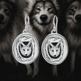 Wolf Earrings - Vitreous Enamel and Sterling Silver Dangle Earrings - Wild Fox Dingo Coyote Husky