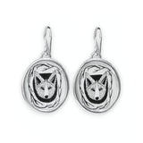 Wolf Earrings - Vitreous Enamel and Sterling Silver Dangle Earrings - Wild Fox Dingo Coyote Husky