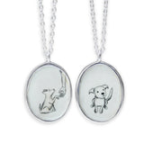 Perfect Puppy Reversible Dog Pendant - Sterling Silver and Vitreous Enamel Shake Paw Sit Stay Charm on Adjustable Chain