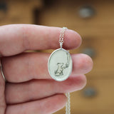 Perfect Puppy Reversible Dog Pendant - Sterling Silver and Vitreous Enamel Shake Paw Sit Stay Charm on Adjustable Chain