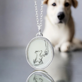 Dog Pendant - Sterling Silver Paw Shake Charm Necklace - Sterling Silver Dog Paw Jewelry