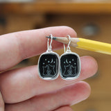 Night Cat Earrings - Two Star Gazing Cats with the Stars and Moon