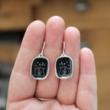 Night Cat Earrings - Two Star Gazing Cats with the Stars and Moon