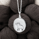 Sheep Necklace - Charm Pendant with Lamb - Enamel and Sterling on Adjustable Sterling Chain