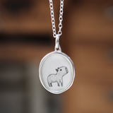 Capybara Necklace - Pendant on Adjustable Chain made with Sterling Silver and Vitreous Enamel