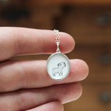 Capybara Necklace - Pendant on Adjustable Chain made with Sterling Silver and Vitreous Enamel