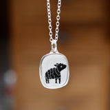 Black Sheep Necklace - Charm pendant for Rebel Maverick or Outsider - Sterling Silver and Enamel