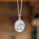 Sheep Necklace - Charm Pendant with Lamb - Enamel and Sterling on Adjustable Sterling Chain