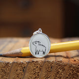 Sheep Necklace - Charm Pendant with Lamb - Enamel and Sterling on Adjustable Sterling Chain