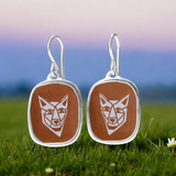 Coyote Earrings - Sterling Silver and Vitreous Enamel Coyote Dangle Earrings