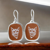 Coyote Earrings - Sterling Silver and Vitreous Enamel Coyote Dangle Earrings