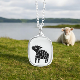 Black Sheep Necklace - Charm pendant for Rebel Maverick or Outsider - Sterling Silver and Enamel