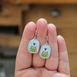 Frog Earrings - Sterling Silver and Vitreous Enamel Dangle Earrings - Gift for Frog Lover