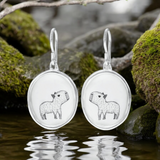 Capybara Earrings - Sterling Silver and Vitreous Enamel Capybara Dangle Earrings