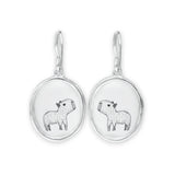 Capybara Earrings - Sterling Silver and Vitreous Enamel Capybara Dangle Earrings