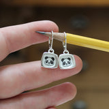 Sterling Silver Panda Dangle Earrings on Lever Backs - Sterling and Enamel Panda Jewelry