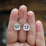 Sterling Silver Panda Dangle Earrings on Lever Backs - Sterling and Enamel Panda Jewelry