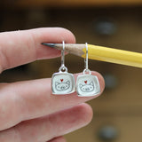 Sterling Silver Pig Dangle Earrings on Lever Backs - Sterling and Enamel Pig Jewelry