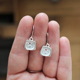 Sterling Silver Pig Dangle Earrings on Lever Backs - Sterling and Enamel Pig Jewelry