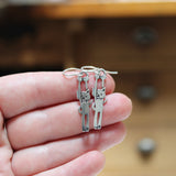 Sterling Silver Hang In There Charm Earrings- Cat Jewelry - Dangling Cat on Dangle .925 Ear Wires