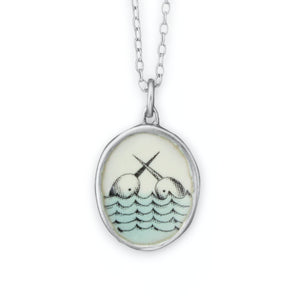Sterling Silver and Enamel Narwhal Necklace