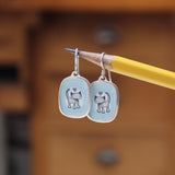 Adorable Love Cat Earrings in Ozone Blue - Sterling Silver and Enamel Cat Jewelry