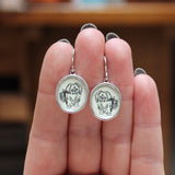 Pekingese Earrings - Sterling Silver and Enamel Dog Breed Gift - Puppy Portrait Dangle Jewelry