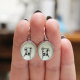 Pit Bull Earrings - Sterling Silver and Enamel Dog Breed Gift - Sweet Puppy Portrait Jewelry