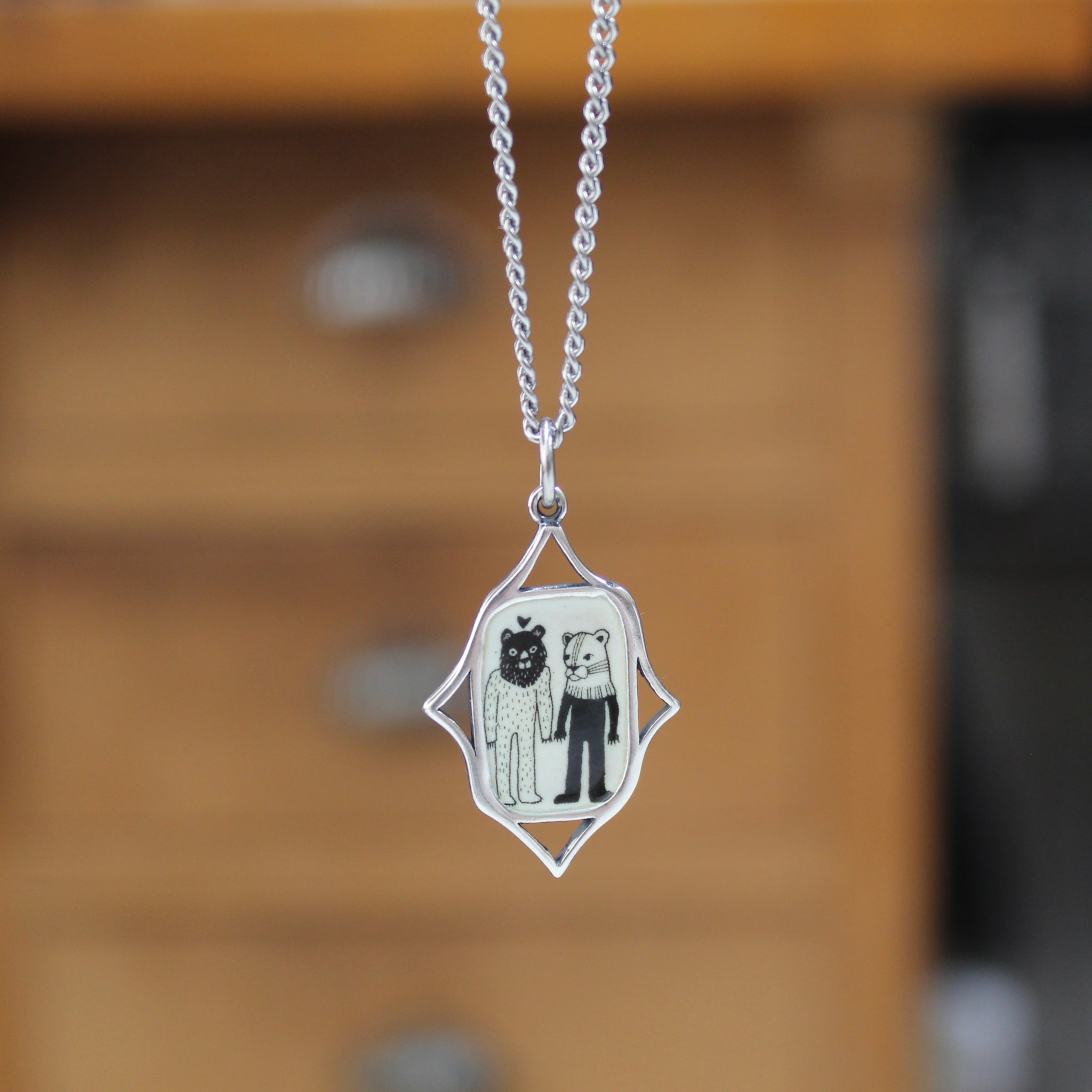 Bear and Panther Friendship Necklace Primitive Weird Love Relationsh Mark Poulin Jewelry