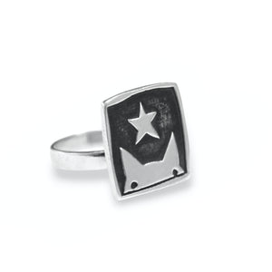 Stargazing Cat Ring in Sterling Silver - Cat Statement Ring in sizes 5 through 10