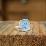 Sterling Silver Capybara Ring with Kiln Fired Vitreous Enamel - Capybara Jewelry Gift