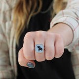 Sterling Silver Capybara Ring with Kiln Fired Vitreous Enamel - Capybara Jewelry Gift