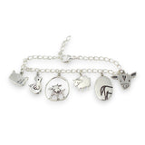 Farm Animal Charm Bracelet - Sterling Silver Bracelet with Cow, Horse, Sheep, Goat, Chicken and Pig Charms