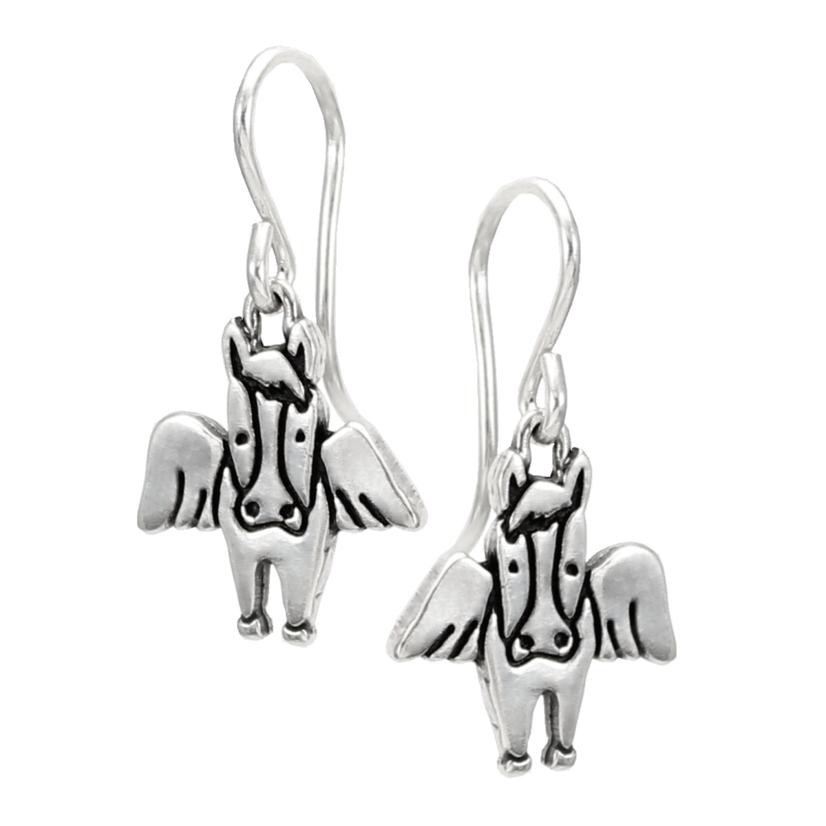 Sterling Silver Angel Horse Earrings