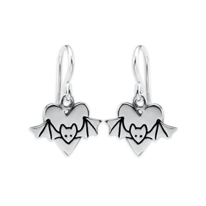 Sterling Silver Bat Earrings - Bat Jewelry