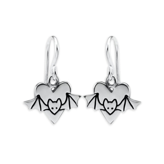 Sterling Silver Bat Earrings - Bat Jewelry