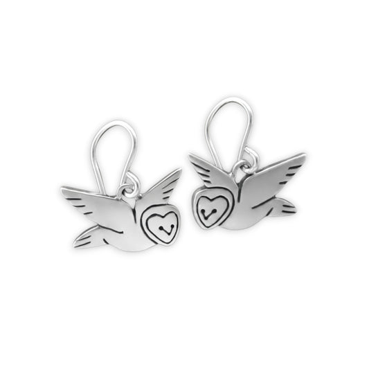 Sterling Silver Little Barn Owl Earrings