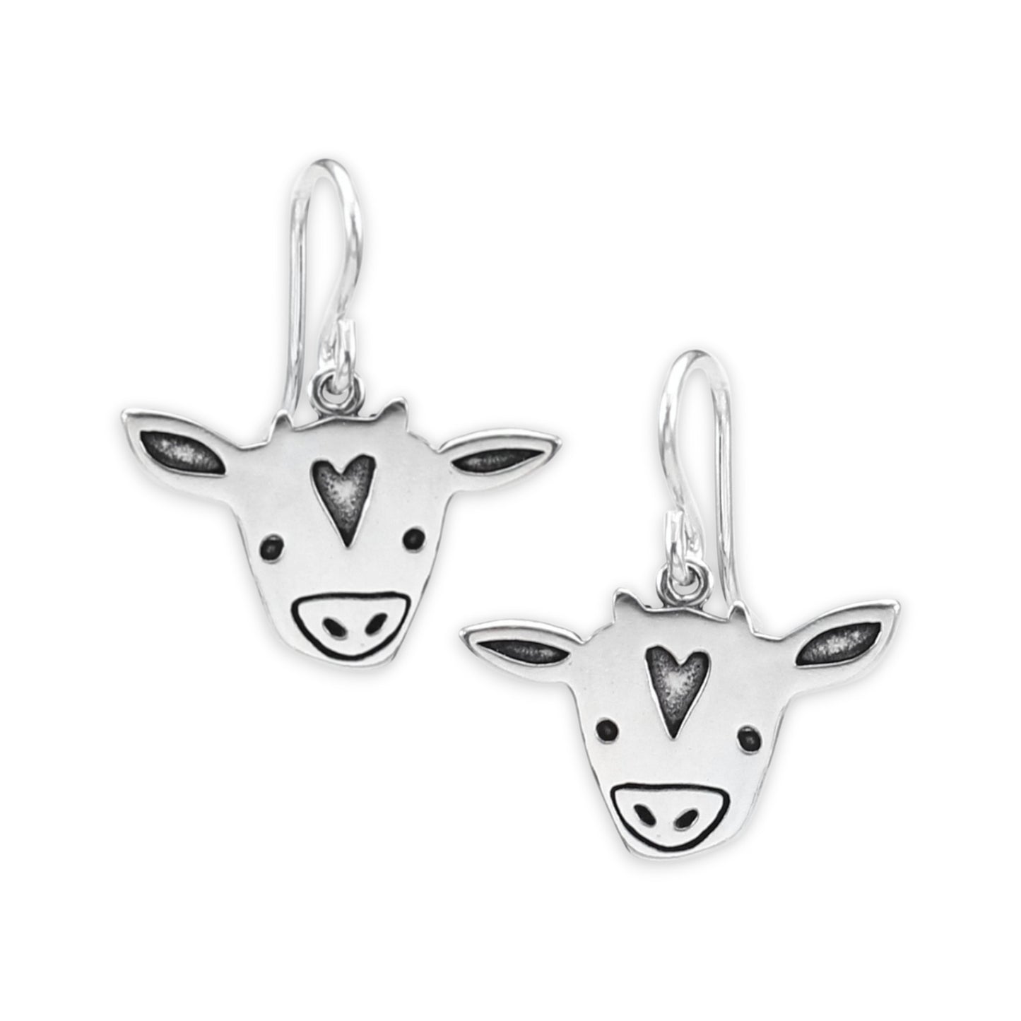 Sterling Silver Cow Charm Earrings