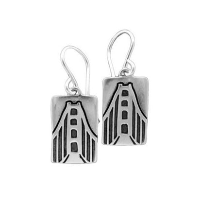 Sterling Silver Square Golden Gate Bridge Earrings